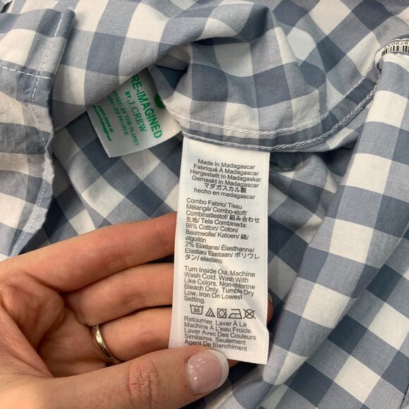 J Crew Slim Shirt Mens L Large Slate White Gingham Plaid Flex Washed Cotton - Picture 6 of 10